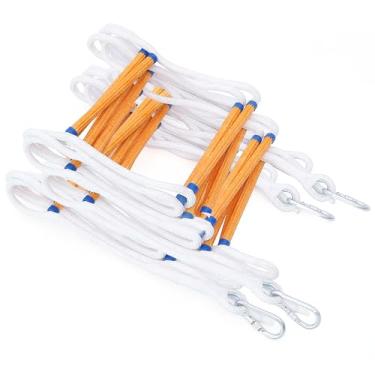 Imagem de Escada de emergência para escapar de incêndio 15 m resistente a chamas de extensão de segurança com 2 ganchos, escada externa compacta e portátil reutilizável para casas de 3 a 7 andares (15 m/49,2