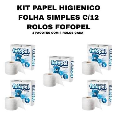 Imagem de Kit 5 pacotes de papel higienico folha simples fofopel
