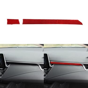 Imagem de GDFJGD Fibra de carbono vermelha adequada para Toyota Corolla 2020-2025 2021 2022 2023 2024 L LE XLE SE XSE FX Acessórios Carro Passageiro Lateral Console Central Painel Guarnição Tiras Cobertura