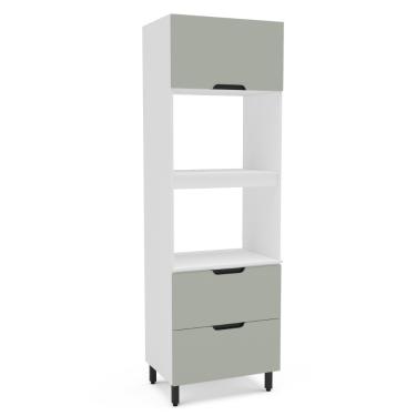 Imagem de Paneleiro Torre Quente 2 Portas 1 Gaveta Meena Politorno Moveis - Branco/Verde