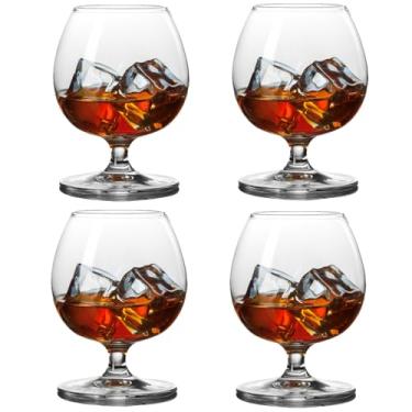 Imagem de ninesung Copos para beber Brandy Bourbon Whiskey Cognac Scotch, excelente copo de cristal sem chumbo para coquetel, pode ser lavado na lava-louças, 326 g (conjunto com 4)