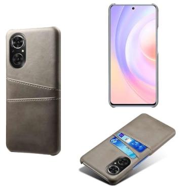 Imagem de Capas Compatível com Honor 50 SE,Caso de couro PU-Tampa de telefone a prova de choque com 2 slots de cartão,Proteção anti-impressão digital e anti-gota-Grey