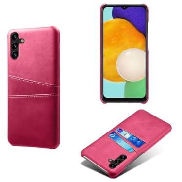 Imagem de Capa compatível com Samsung Galaxy A13 4G, capa de couro PU - Capa de telefone fina à prova de choque com 2 compartimentos para cartão, proteção anti-impressão digital e anti-queda de plástico couro