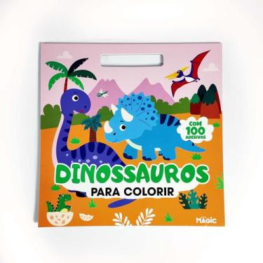 Imagem de Livro - Dinossauros para colorir - com 100 adesivos