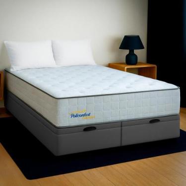 Imagem de Cama Baú Queen Cinza+Colchão Supreme Molas E. PoliConfort