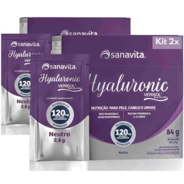 Imagem de Hyaluronic Verisol Sanavita - Kit 2x Colágeno com Ácido Hialurônico Vitaminas e Minerais - 60 Sachês (105g, Neutro)