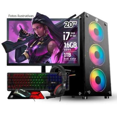 Imagem de PC Gamer Completo Intel i7 8ª Geração, 16GB, SSD 1TB Monitor 20 Teclad