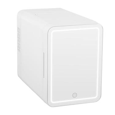 Imagem de Iceblue Mini geladeira de 6L com espelho, geladeira pequena compacta para quarto, carro, escritório e dormitório, mini geladeira para cuidados com a pele com espelho de luz LED regulável para itens