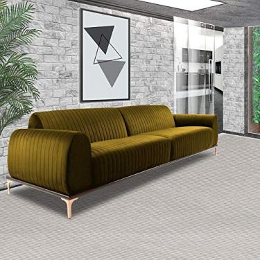 Imagem de Sofá 4 Lugares Sala de Estar Bipartido Base de Madeira Euro 260 cm Veludo Mostarda - Gran Belo