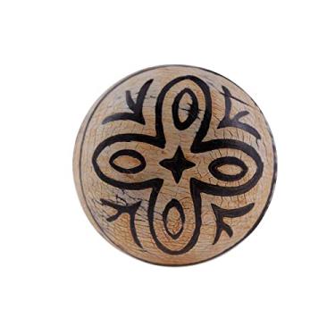 Imagem de Puxador Redondo de Madeira com Entalhe Tribal Ideal para Gavetas, Armários e Móveis com Estilo Artesanal Autêntico