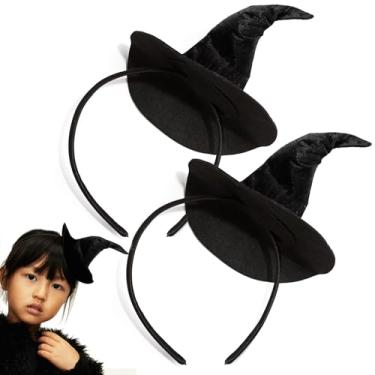 Imagem de 2 peças de mini chapéu de bruxa para mulheres e meninas, fantasia de bruxa, fantasia de bruxa, fantasia de bruxa