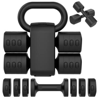 Imagem de Hezeyferg Conjunto de halteres ajustáveis 2 em 1, conjunto de halteres de peso de 4 níveis para mulheres e homens, cada peso de mão de 2,2/3,3/4,4/2,5 kg com forma de kettlebell para treinamento de