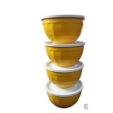 Imagem de Kit Com 4 vasilha Plástico/Pote de Tapoer - oyakemi, Amarelo