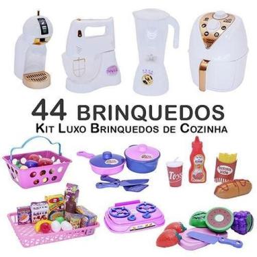 Imagem de Kit Infantil Air Fryer Comida Mercado Cafeteira Panela 44Pç - Altimar