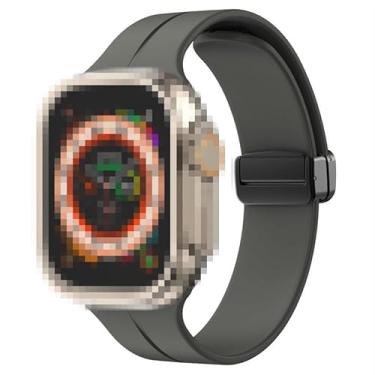 Imagem de Pulseira de silicone Magnética marca 123Smart compativel com Apple Watch 1 2 3 4 5 6 7 8 SE Ultra 38mm 40mm 41mm (musgo cinzento)