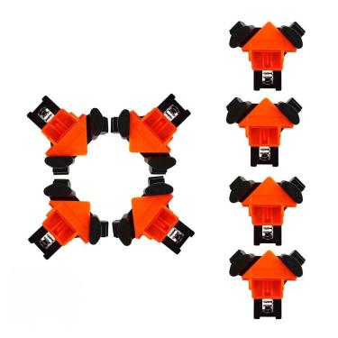 Imagem de Kit 8 Grampos De Canto Aperto Angular Marcenaria 90 Graus