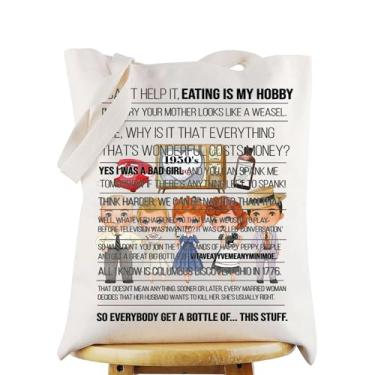 Imagem de WZMPA Bolsa dona de casa Lucy de presente para fãs de Ethel & Fred Lucy & Ricky Bolsa de compras de mercearia Lucy TV Show Merch, Eating is My Hobby Tg, Large