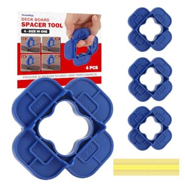 Imagem de Espaçadores de tabuleiro multitamanho 4 em 1 (5/81.3 cm, 3/40.6 cm, 1/10.2 cm, 5/40.6 cm), ferramentas de lacuna duráveis com Sitckers, auxílio prático para compósitos, PVC, madeira e tábua de deck