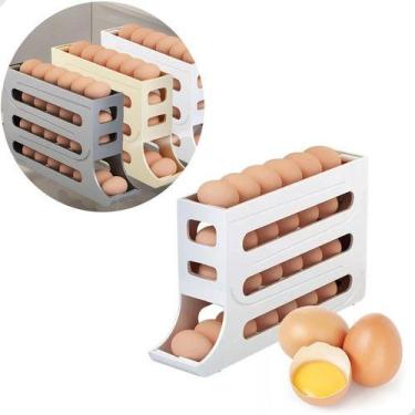 Imagem de Suporte Porta Ovos Branco Rolante Automático 4 andares 30 ovos Organiz