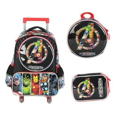 Imagem de Kit Mochila Rodas 360 Avengers Homem Ferro Led Mão E Rodas
