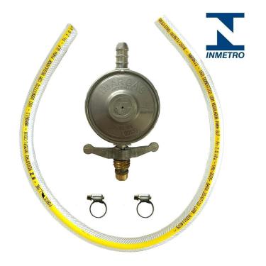 Imagem de Kit Regulador Registro De Gás + Mangueira 80Cm
