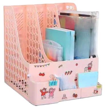 Imagem de Porta Livros e Organizador - Acabe com a Bagunça em Estantes e Mesas, Suporte para Separar Livros, Cadernos e Documentos com Estilo(1,(ORGRQ2023) ROSA)