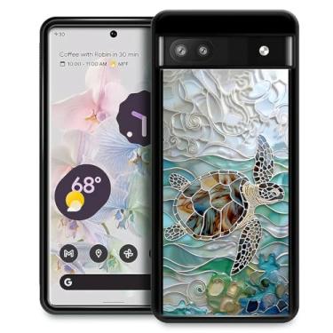 Imagem de FKBRCL4U Capa para Google Pixel 6A, design gráfico para meninas e meninos, silicone macio, acrílico, proteção contra choque, projetada para o Google Pixel 6A com estampa de arte de janela de tartaruga