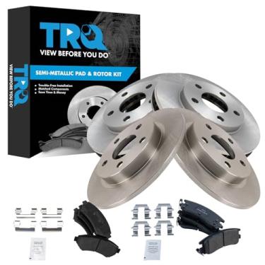 Imagem de TRQ Kit de pastilha e rotor de freio dianteiro e traseiro semimetálico compatível com Buick LeSabre Pontiac Bonneville 2000-2005
