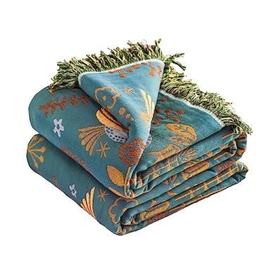 Imagem de VANJOROY Cobertor Boho 100% algodão orgânico, respirável, ultramacio, 203 x 228 cm, colcha de cama - decoração floral rústica de casa de fazenda, cobertor reversível de luxo para sofá, sofá, cadeira e