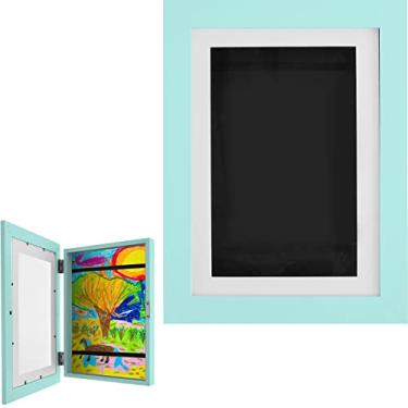 Imagem de Moldura de arte infantil, 2 peças, moldura de abertura frontal A4, moldura de arte infantil com alça fixa e mutável, moldura de armazenamento para até 100 obras de arte para desenho de artesanato de