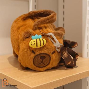 Imagem de Bolsa bag Mini Capivara Infantil Pelúcia Porta Maquiagem Objetos Cor M