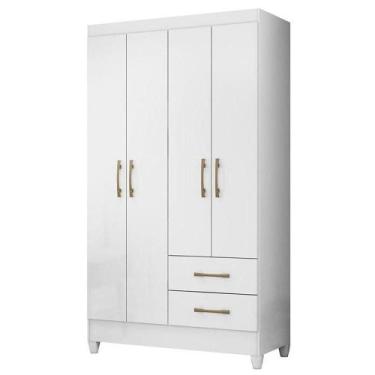 Imagem de Guarda Roupa Solteiro Chile 4 Portas Branco Brilho - Moval - MOVAL MOV