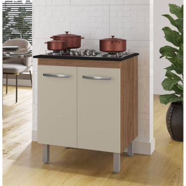 Imagem de Balcão para Cooktop Jade 4 Bocas 70cm 2 Portas 1 Prateleira - Savana/Off White Móblis