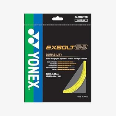 Imagem de YONEX Corda de badminton EXBOLT 68, calibre 0,68 mm, comprimento 10 m, alta potência e opções de cores duráveis (amarelo)