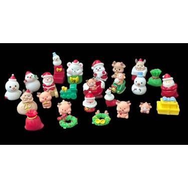 Imagem de Conjunto de estatuetas em miniatura de Natal, mini enfeites de resina de boneco de neve, enfeites de árvore de sino de Natal para aquário faça você mesmo, decoração de artesanato, 30 peças