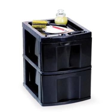 Imagem de Gaveteiro Plástico Preto 2 Gavetas Organizador 41x40x31cm