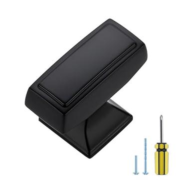 Imagem de JOY DECOR Pacote com 15 maçanetas pretas de gaveta de orifício único, puxadores de cômoda sólidos para armários e gavetas, puxadores e puxadores para gaveta de cômoda com chave de fenda