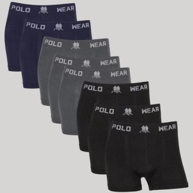 Imagem de Kit 8 Cueca Box Masculino Polo Wear Original Microfibra Basica, Sortid