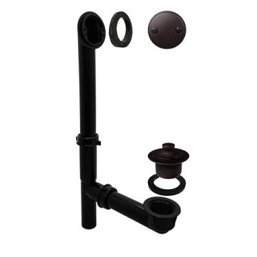 Imagem de Westbrass Y594144-12 Dreno tubular preto para torcer e fechar resíduos de banho e transbordar, bronze polido a óleo