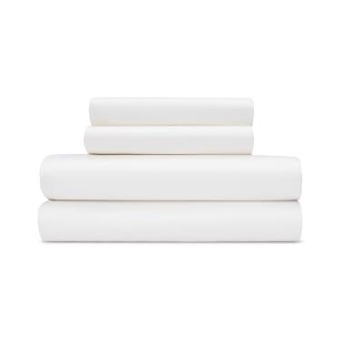 Imagem de BleuBully Conjunto de lençóis de cetim modal Pure Beech – Lençóis refrescantes de 400 fios – Lençóis de cetim macios e luxuosos de madeira de faia (branco marfim, King dividido)