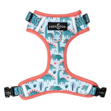 Imagem de Lucy & Co. Peitoral para cães DinoROAR - Tamanho GG - Colete para parar de puxar e andar fácil - Produto de treinamento de coleira confortável com alças ajustáveis no peito e pescoço