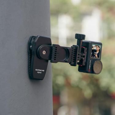 Imagem de FlySimple Suporte magnético para acessórios DJI Action 5 Pro, suporte de expansão de rotação de 360°, adaptador Vlog, clipe de mochila compatível com Insta360 X5 X4 GO 3/OSMO 360/Pocket 3 acessório