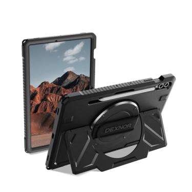 Imagem de Dexnor Capa para Samsung Galaxy Tab S10+ Plus 2024/S9+ Plus 2023 de 12,5 polegadas, capa protetora resistente à prova de choque com alça de mão giratória de 360°, suporte, protetor de tela e suporte