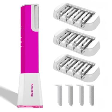Imagem de Kmaxship Dermaplane Razor para rosto feminino, ferramenta de dermaplaning para esfoliação e pele de pêssego, remoção de pelos faciais com tecnologia Sonic Edge, ferramenta de beleza com carregamento