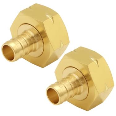 Imagem de Joywayus 1/5.1 cm PEX 3/10.2 cm fêmea GHT latão hexagonal jardim mangueira de água acessórios conector para casa/barco/gramado/lavagem elétrica/irrigação (pacote com 2)