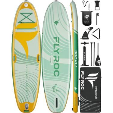 Imagem de Flyroc Prancha de remo inflável extra larga de 11'*35, prancha de remo estável para ioga, prancha de stand up paddle para adultos, deck de eva completo antiderrapante, 5 alças, mochila de 10