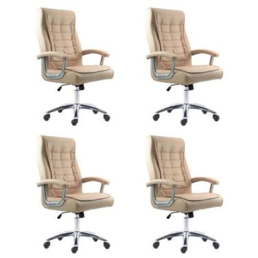 Imagem de Kit 4 Cadeiras Escritório Presidente Ergonômica NR17 material sintétic