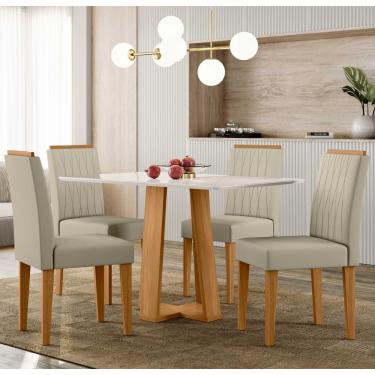 Imagem de Conjunto Sala De Jantar Mesa Rubi 1,20m Com 4 Cadeiras Ana Ypê/off White/ja01 - New Ceval