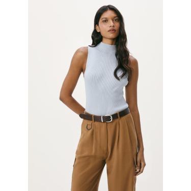 Imagem de Regata Básica Feminina Gola Alta Em Tricô Canelado-Feminino