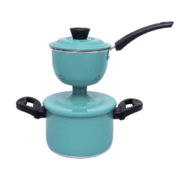 Imagem de Panela Cuzcuzeira Economica 800ml Aluminio Grosso Turquesa